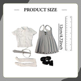 Maxbell 1:6 Short Sleeve Top and Dress Cosplay High Socks for 12 inch Female Figures gray and white
