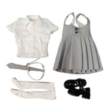 Maxbell 1:6 Short Sleeve Top and Dress Cosplay High Socks for 12 inch Female Figures gray and white