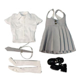 Maxbell 1:6 Short Sleeve Top and Dress Cosplay High Socks for 12 inch Female Figures gray and white