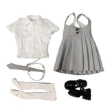 Maxbell 1:6 Short Sleeve Top and Dress Cosplay High Socks for 12 inch Female Figures gray and white