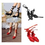 Maxbell High Heel Shoes Fashion Lace up Heels for 1/6 Female Action Figures Dress up black