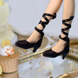 Maxbell High Heel Shoes Fashion Lace up Heels for 1/6 Female Action Figures Dress up black