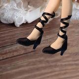 Maxbell High Heel Shoes Fashion Lace up Heels for 1/6 Female Action Figures Dress up black