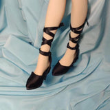 Maxbell High Heel Shoes Fashion Lace up Heels for 1/6 Female Action Figures Dress up black