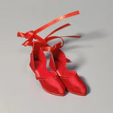 Maxbell High Heel Shoes Fashion Lace up Heels for 1/6 Female Action Figures Dress up red