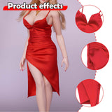 Maxbell 1/6 Scale Female Clothes Doll Outfit Costume Sleeveless Club Night Out Dress Dark Red