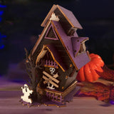 Maxbell DIY Spook House Puzzles Wooden Halloween Decor for Table Cabinet Bookshelf