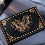 Maxbell Wooden Tarot Box Sliding Gift Rectangular Collectible Decorative Trinket Box Butterfly