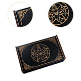 Maxbell Wooden Tarot Box Sliding Gift Rectangular Collectible Decorative Trinket Box Round