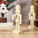 Maxbell 6x DIY Wooden Christmas Nutcrackers Paintable Puppet for Party Home Entrance