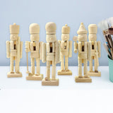 Maxbell 6x DIY Wooden Christmas Nutcrackers Paintable Puppet for Party Home Entrance