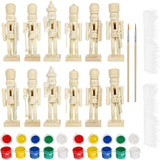 Maxbell 6Pcs DIY Wooden Christmas Nutcrackers Unfinished Unpainted Desktop Ornaments