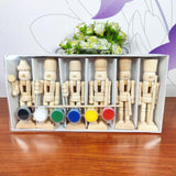 Maxbell 6Pcs DIY Wooden Christmas Nutcrackers Unfinished Unpainted Desktop Ornaments