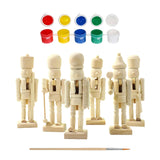 Maxbell 6Pcs DIY Wooden Christmas Nutcrackers Unfinished Unpainted Desktop Ornaments