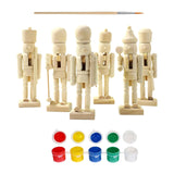 Maxbell 6Pcs DIY Wooden Christmas Nutcrackers Unfinished Unpainted Desktop Ornaments
