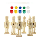Maxbell 6Pcs DIY Wooden Christmas Nutcrackers Unfinished Unpainted Desktop Ornaments