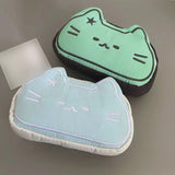 Maxbell Cute Cat Pencil Case Marker Holder Portable Multipurpose Zipper Pencil Pouch Light Blue
