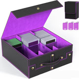 Maxbell Slab Card Holder Organizer Sturdy Trading Card Box for Bgs Baseball Card black purple