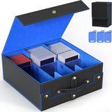 Maxbell Slab Card Holder Organizer Sturdy Trading Card Box for Bgs Baseball Card black blue