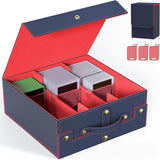 Maxbell Slab Card Holder Organizer Sturdy Trading Card Box for Bgs Baseball Card blue red