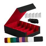 Maxbell Card Box Dustproof Collectibles with 24 Dividers and 5 Stands Container Red