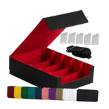 Maxbell Card Box Dustproof Collectibles with 24 Dividers and 5 Stands Container Red