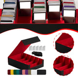 Maxbell Card Box Dustproof Collectibles with 24 Dividers and 5 Stands Container Red