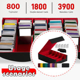 Maxbell Card Box Dustproof Collectibles with 24 Dividers and 5 Stands Container Red