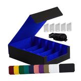 Maxbell Card Box Dustproof Collectibles with 24 Dividers and 5 Stands Container Blue