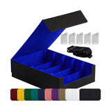 Maxbell Card Box Dustproof Collectibles with 24 Dividers and 5 Stands Container Blue