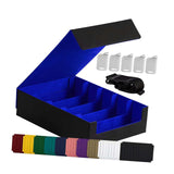 Maxbell Card Box Dustproof Collectibles with 24 Dividers and 5 Stands Container Blue