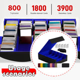 Maxbell Card Box Dustproof Collectibles with 24 Dividers and 5 Stands Container Blue