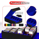 Maxbell Card Box Dustproof Collectibles with 24 Dividers and 5 Stands Container Blue