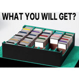 Maxbell Card Box Dustproof Collectibles with 24 Dividers and 5 Stands Container Green