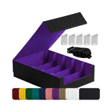 Maxbell Card Box Dustproof Collectibles with 24 Dividers and 5 Stands Container Purple