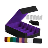 Maxbell Card Box Dustproof Collectibles with 24 Dividers and 5 Stands Container Purple