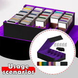 Maxbell Card Box Dustproof Collectibles with 24 Dividers and 5 Stands Container Purple