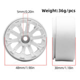 Maxbell 4 Pieces 1.9" Wheel Rims 1.9 inch Tire Wheel Spoke Rims for 1:10 1:12 RC Toy White