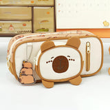 Maxbell Pencil Case Storage Organizer Novelty Pen Holder Bag for Kids Students Teens Light Brown