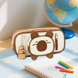 Maxbell Pencil Case Storage Organizer Novelty Pen Holder Bag for Kids Students Teens Brown