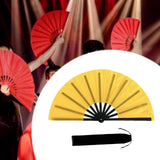 Maxbell Folding Fan Decorative Boots on The Ground Fan for Festival Carnival Yellow