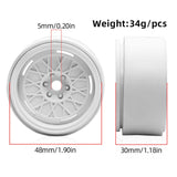 Maxbell 4 Pieces Wheel Rims Replacement for 1:10 1:12 RC Remote Control Vehicles Toy White