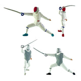 Maxbell 2x 1/64 Scale Miniature Figures Ornament Realistic Creative Fencer Figurines White