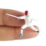 Maxbell 2x 1/64 Scale Miniature Figures Ornament Realistic Creative Fencer Figurines White