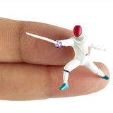 Maxbell 2x 1/64 Scale Miniature Figures Ornament Realistic Creative Fencer Figurines White