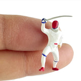 Maxbell 2x 1/64 Scale Miniature Figures Ornament Realistic Creative Fencer Figurines White
