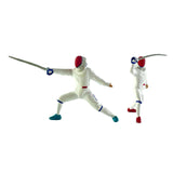 Maxbell 2x 1/64 Scale Miniature Figures Ornament Realistic Creative Fencer Figurines White