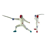 Maxbell 2x 1/64 Scale Miniature Figures Ornament Realistic Creative Fencer Figurines White