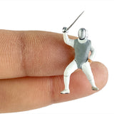Maxbell 2x 1/64 Scale Miniature Figures Ornament Realistic Creative Fencer Figurines Gray