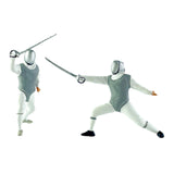 Maxbell 2x 1/64 Scale Miniature Figures Ornament Realistic Creative Fencer Figurines Gray